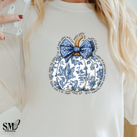 Blue Floral Pumpkin