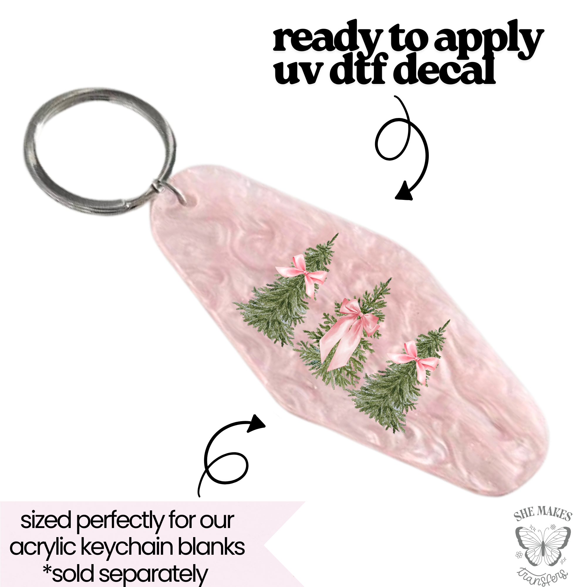 Coquette Bow Christmas Tree - keychain uv dtf