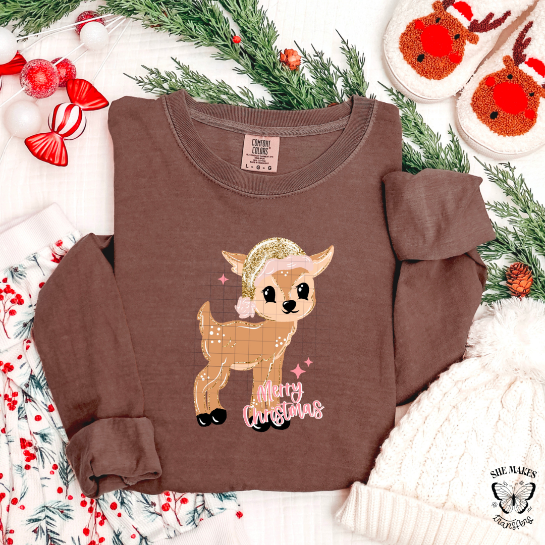Merry Christmas Glitter Reindeer