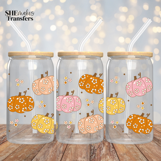 Flowered pumpkins cup wrap