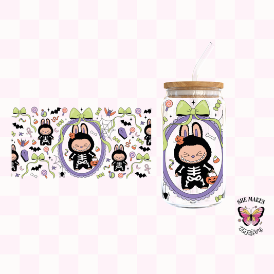 Big Smile Bunny Ears Skeleton Halloween - Full Wrap