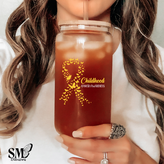 childhood cancer bow-uv cup decal
