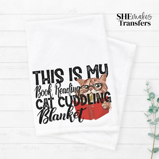 Book Reading Cat Cuddling Blanket