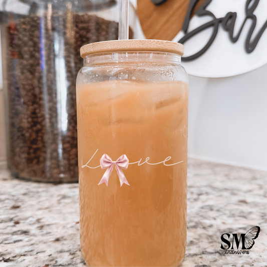 bow love pink- uv cup decal