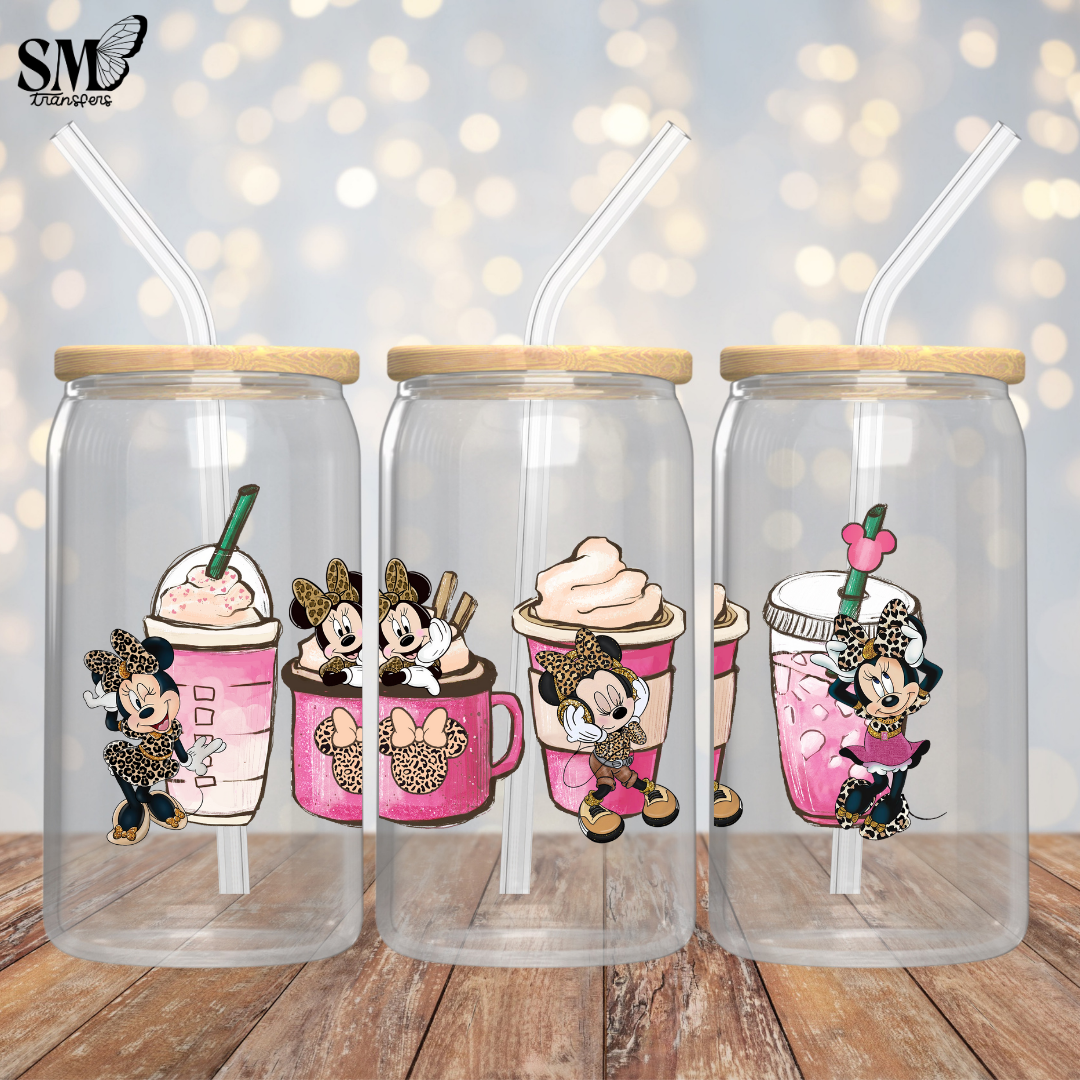 Iced Coffee Girl Mouse Ears Leopard - Full Wrap