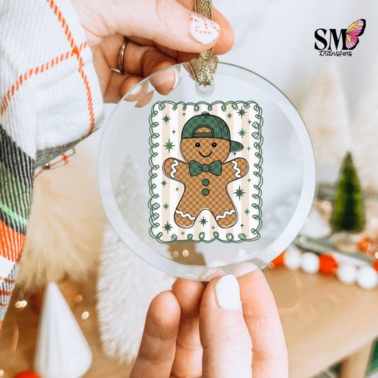 Green Checkered Gingerbread - Ornament Decal