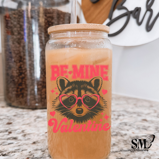 Be mine valentine racoon-uv cup decal