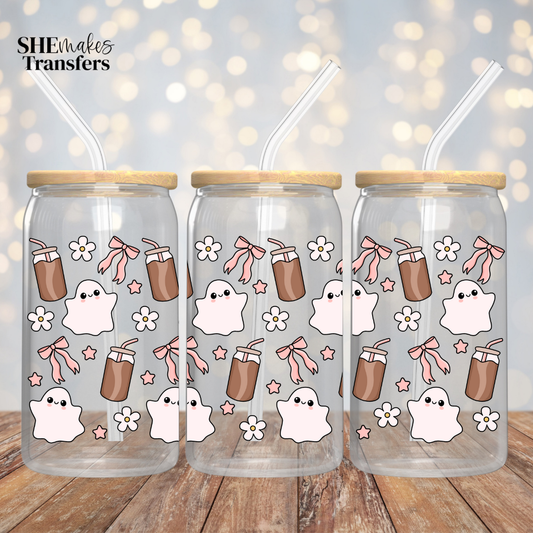 Ghost and iced coffee cup wrap