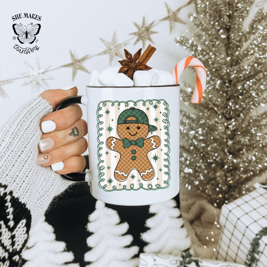 Green Checkered - Gingerbread Cup Decal