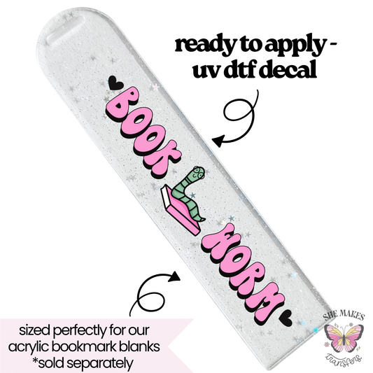 Bookworm bookmark uv dtf