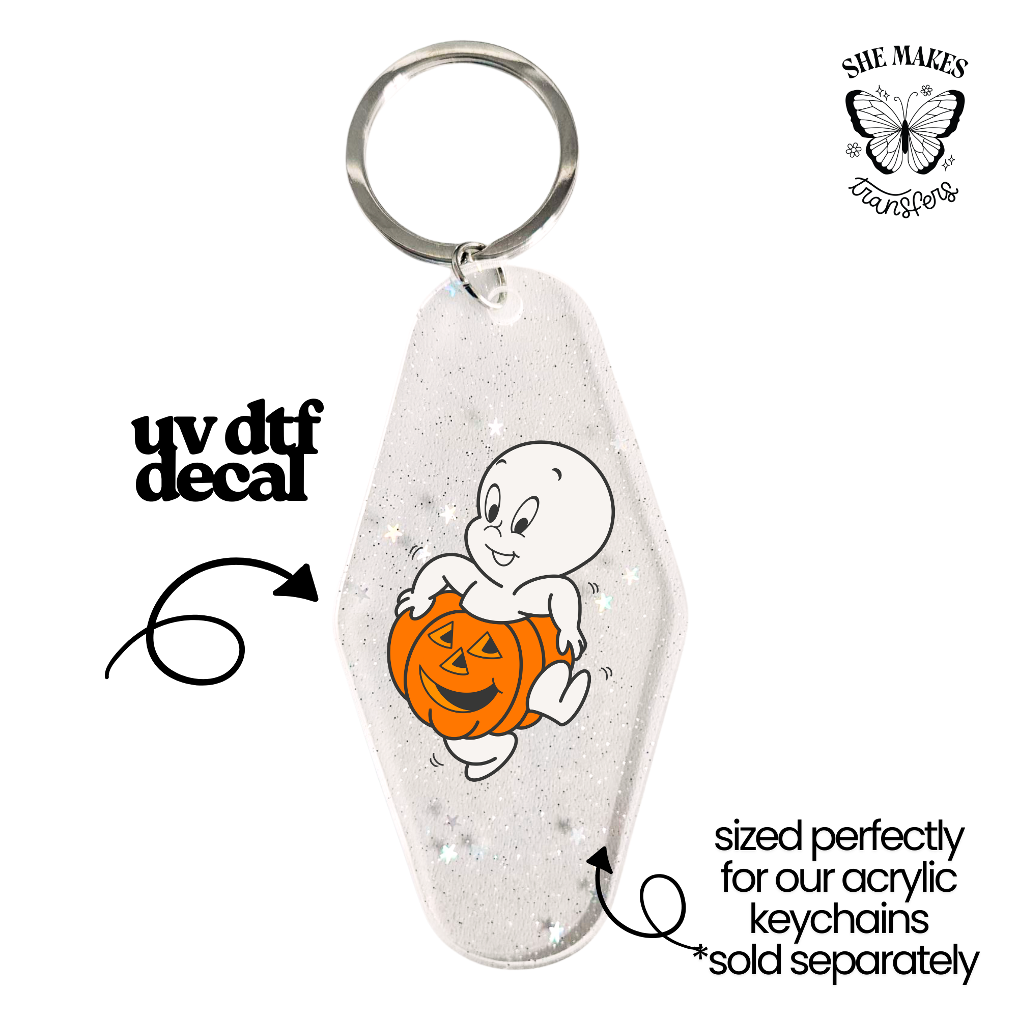 Pumpkin Ghost - keychain uv dtf