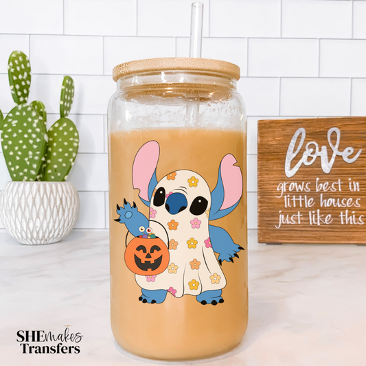 Cute alien ghost cup decal
