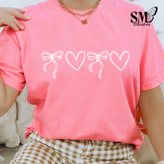 Bows & Hearts - White