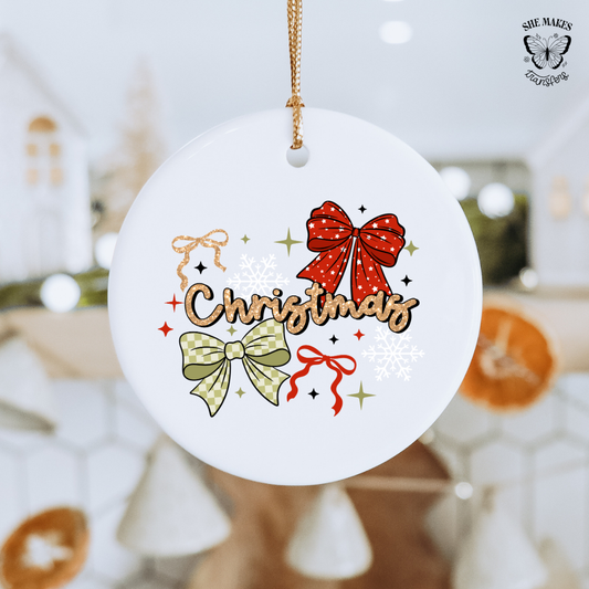 Glitter Christmas And Bows- Ornament Decal
