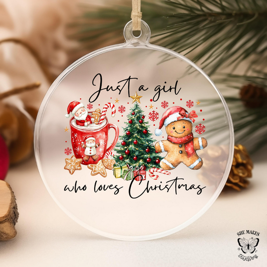 Just A Girl Who Loves Christmas - Ornament Decal