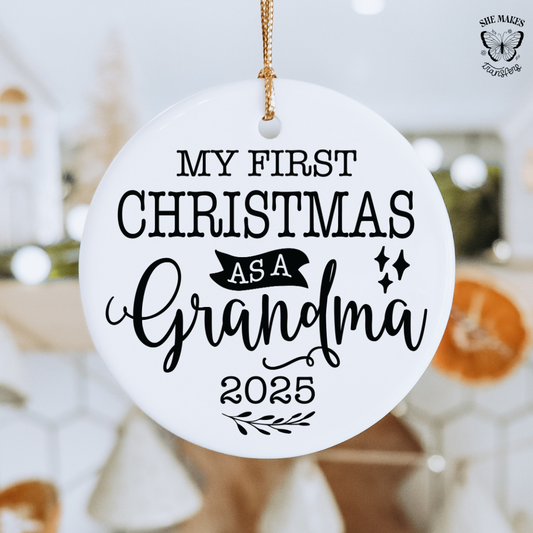 My First Christmas As A Grandma 2025 - Ornament Decal
