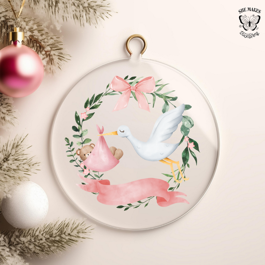 Floral Wreath Baby Girl - Ornament Decal