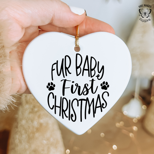 Fur Baby First Christmas - Ornament Decal