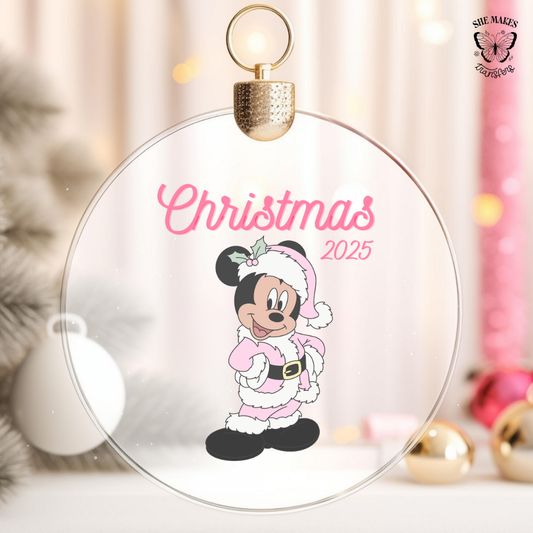 Mouse Ears Pink Santa Costume - Ornament Decal