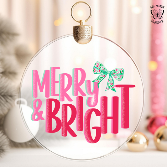Pink Merry & Bright - Ornament Decal