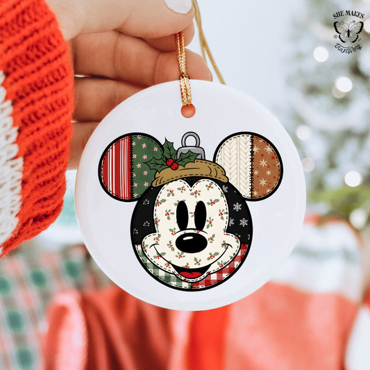 Patchwork Mouse Head - Ornament Decal
