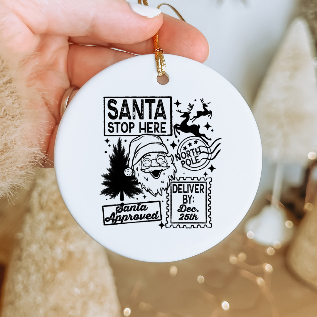 Santa Stop Here - Ornament Decal