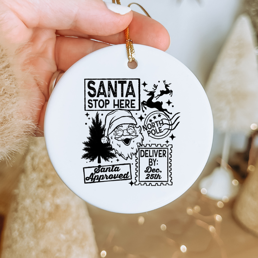 Santa Stop Here - Ornament Decal