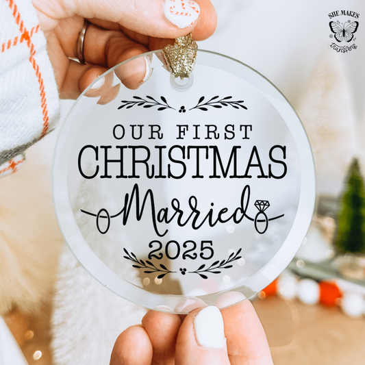 Our First Christmas Married 2025 - Ornament Decal