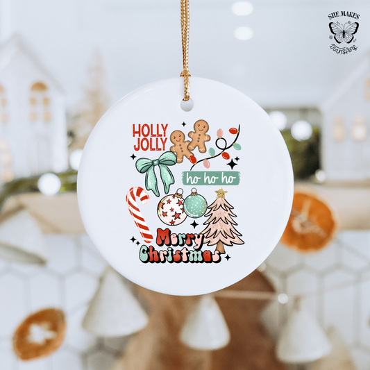 Holly Jolly Pastel Collage - Ornament Decal