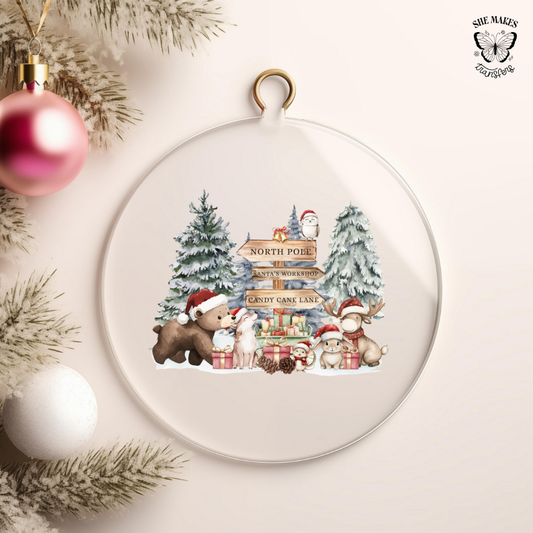 Holiday Signpost & Friends- Ornament Decal