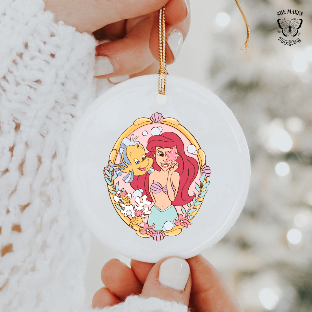 Red Haired Princess & Sea Friends Mirror - Ornament Decal