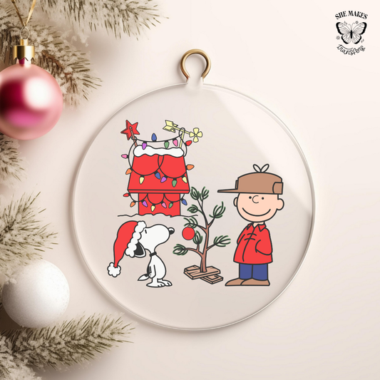 Boy and Dog Friends Holiday - Ornament Decal