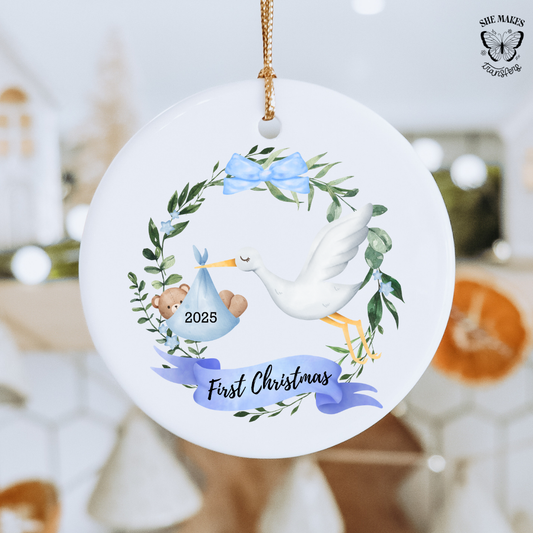 Blue First Christmas 2025 - Ornament Decal