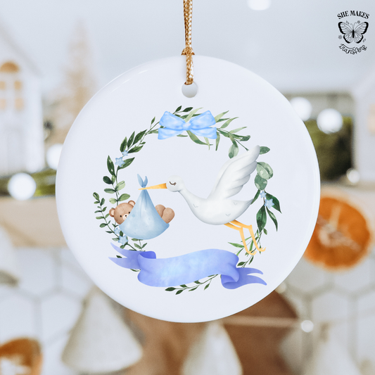 Floral Wreath Baby Boy - Ornament Decal