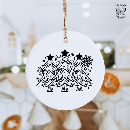 Christmas Trees With Star - Ornament Decal