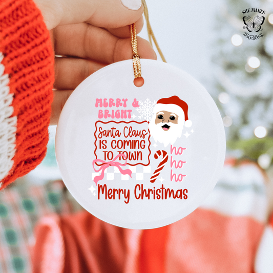 Santa Claws Is Coming To Town- Ornament Decal
