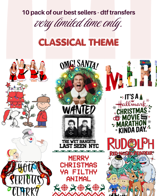 10 Pack of DTF Transfers - CLASSICS THEME