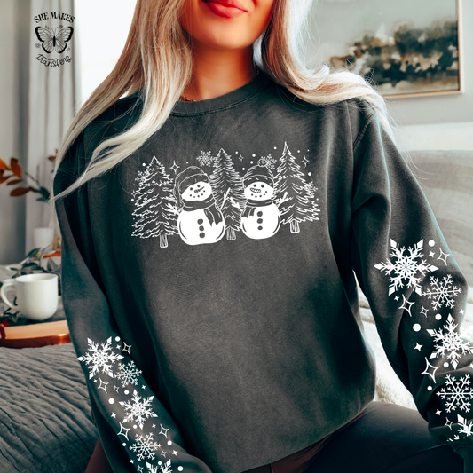 Snowmen And Trees Single Color White - with sleeves