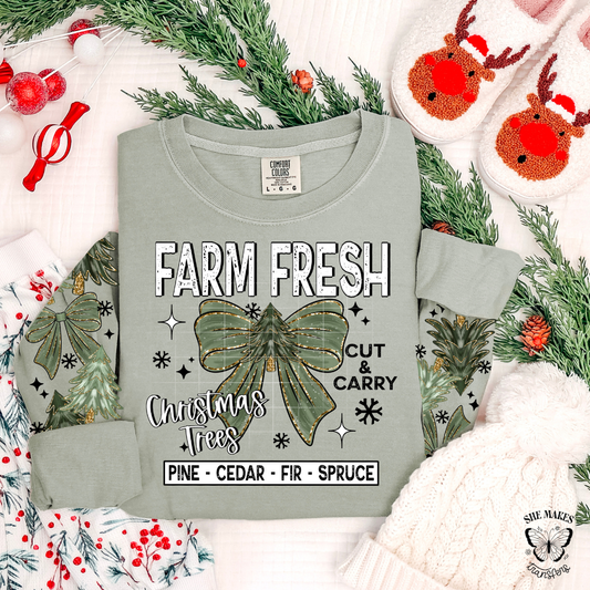 Farm Fresh Trees Green Bow - with sleeves