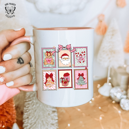 Pink Post Stamps - cup decal