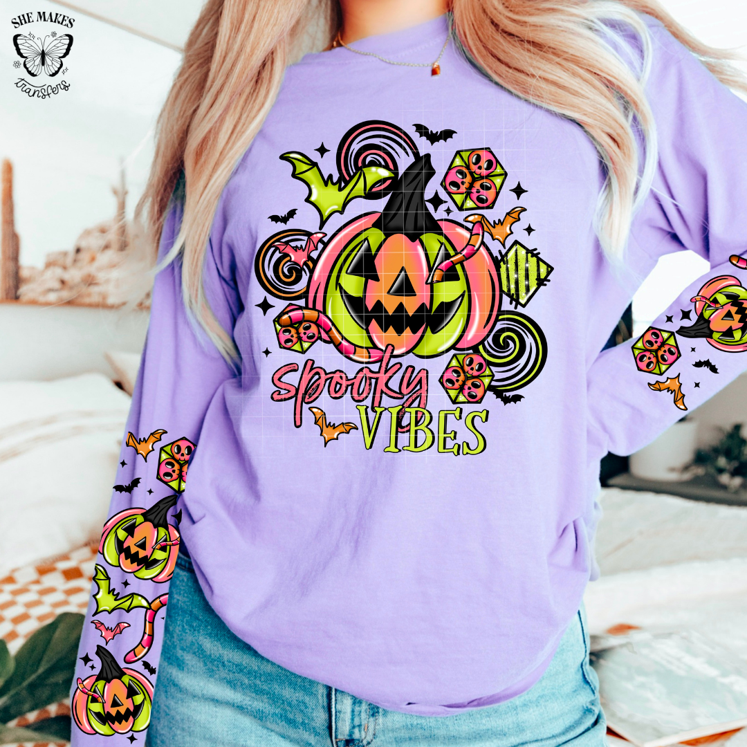 Neon Pumpkin Spooky Vibes  - with sleeves