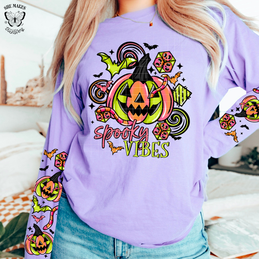 Neon Pumpkin Spooky Vibes  - with sleeves