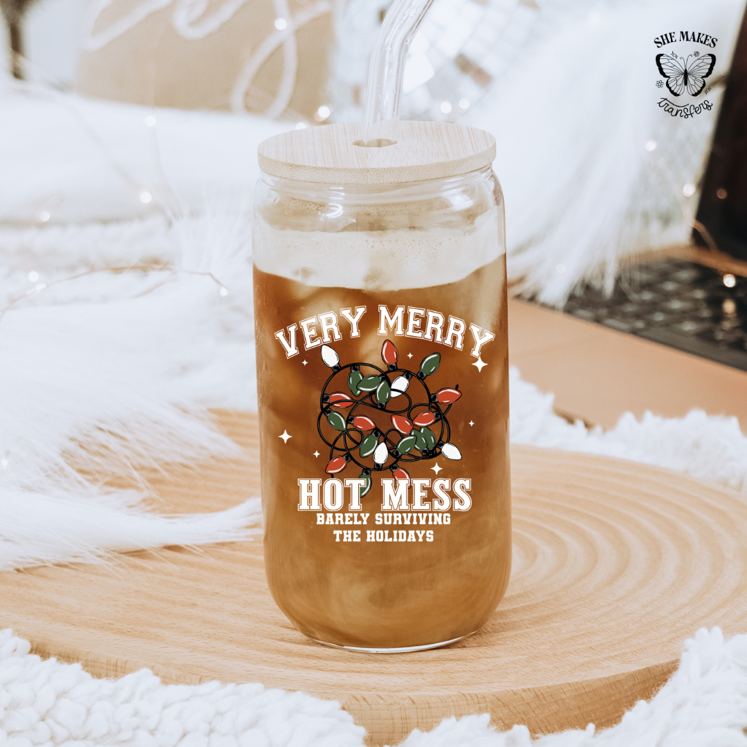 Very Merry Hot Mess White version - cup decal