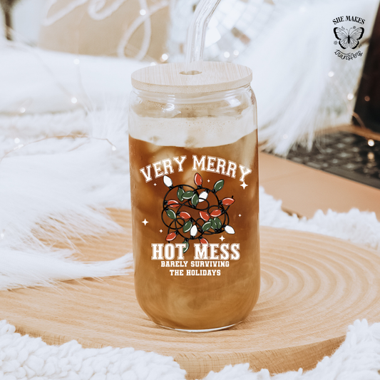 Very Merry Hot Mess White version - cup decal