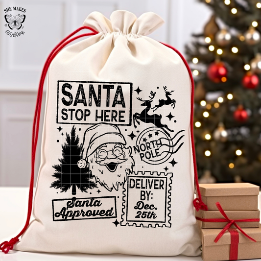 Santa Stop Here - Black