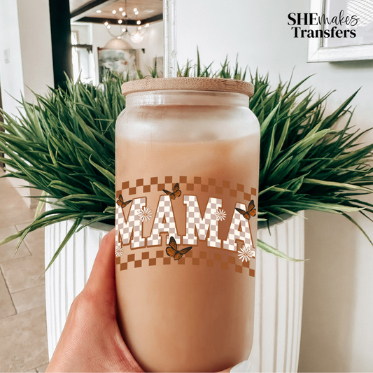 Checkered Mama cup decal