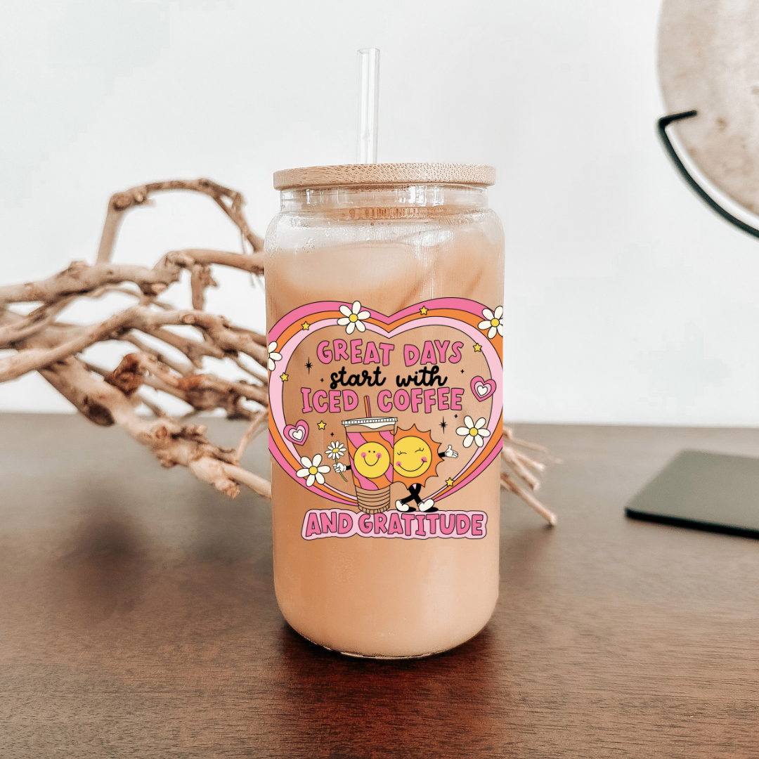 Iced Coffee and Gratitude cup decal