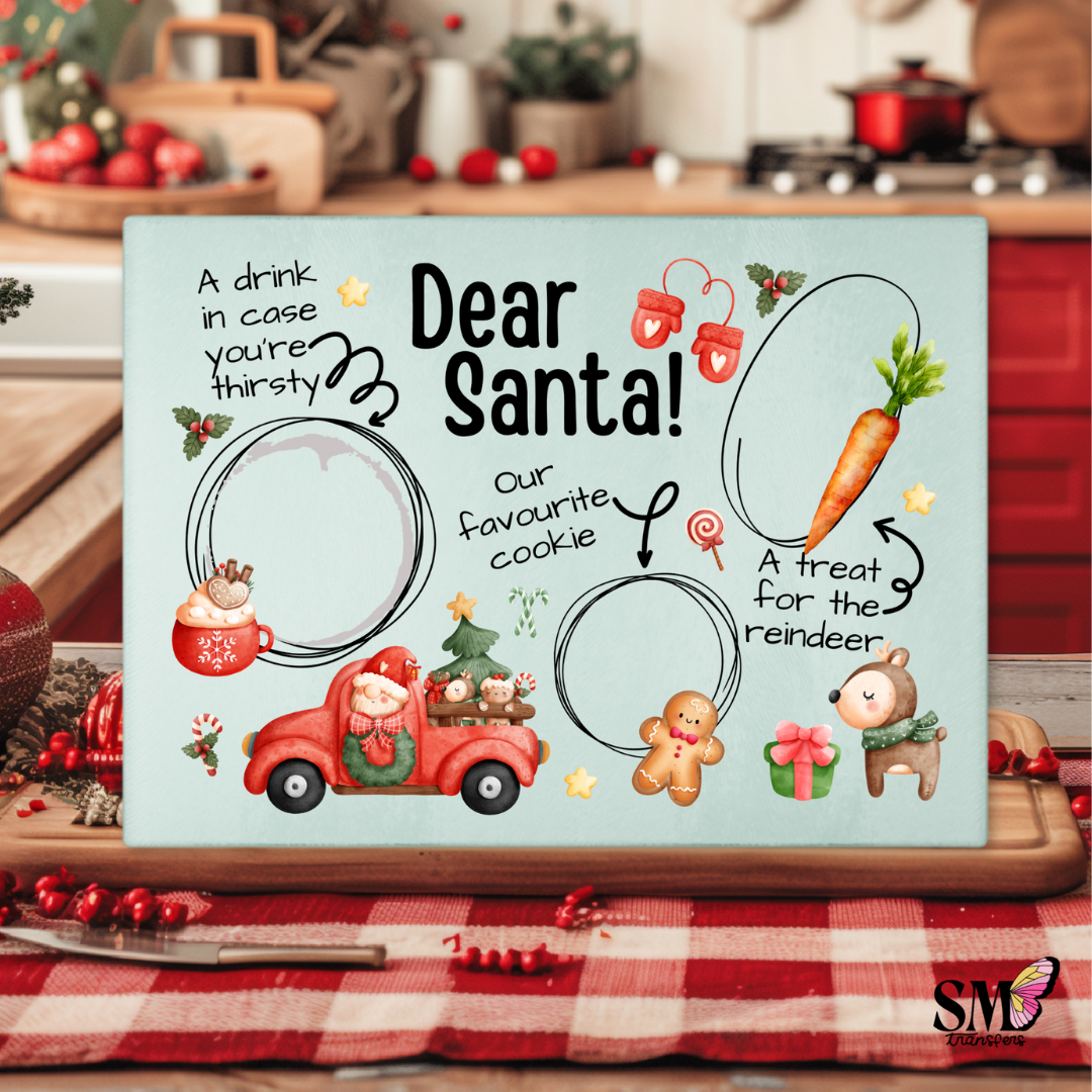 Watercolour Dear Santa Red Truck - Rectangular Santa Tray Decal ...