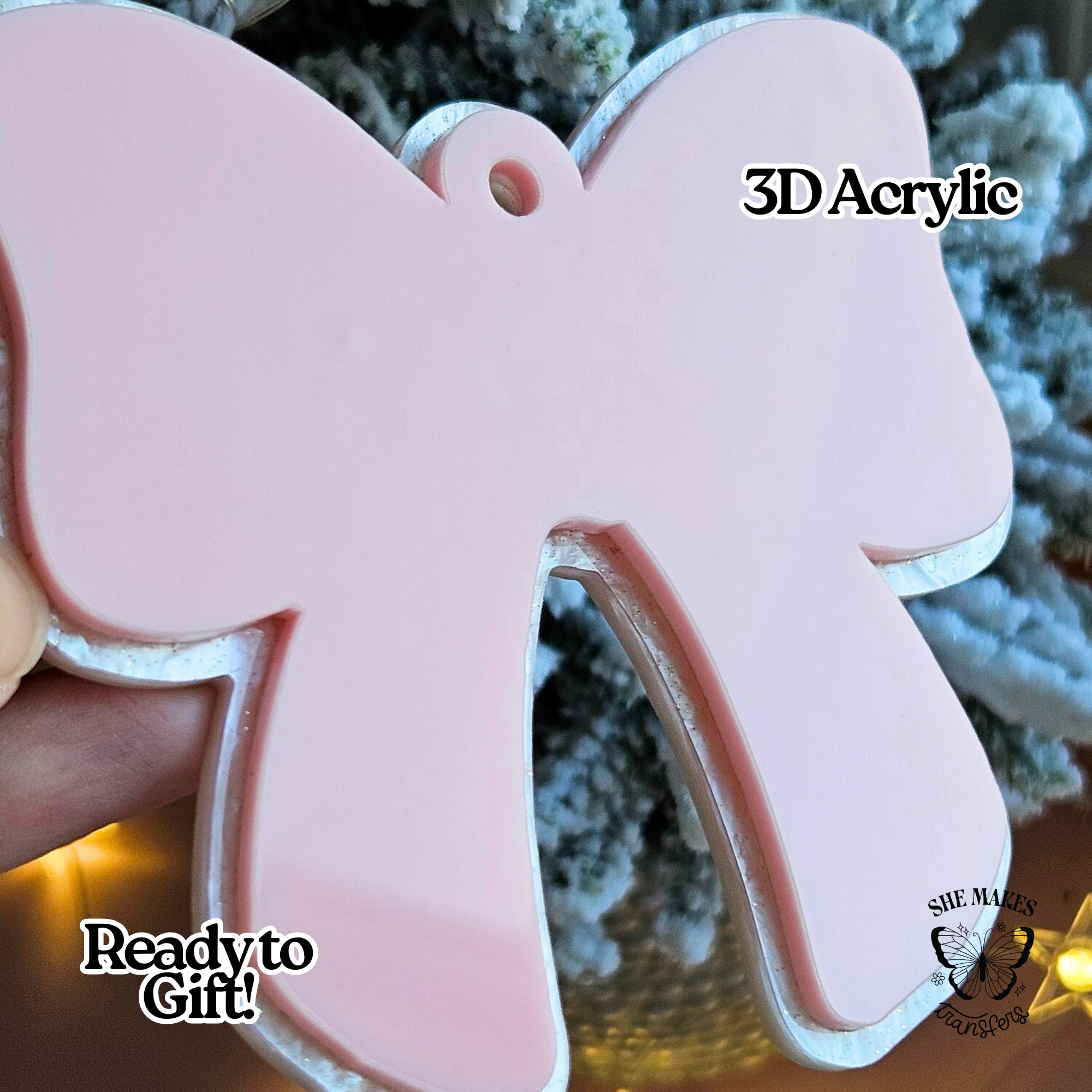 Pink Bow Ornament Blank