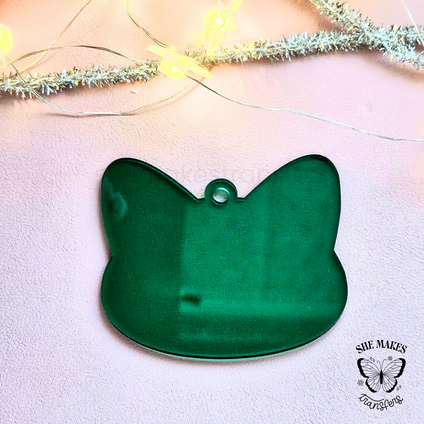 Cat Ears Ornament Blank - GREEN